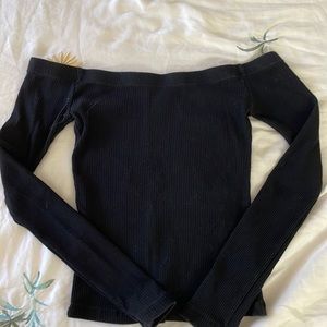off the shoulder black long sleeve top